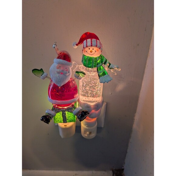 Avon Other - Avon Shimmer Glitter Night Lights Wall Plug-ins / Snowman & Santa Claus